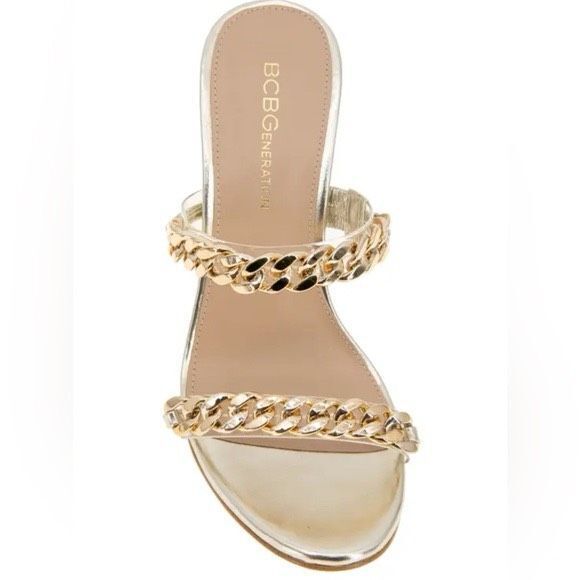 New! BCBGgeneration gold chained sandals Size 7.5 New, no box - Picture 1 of 5